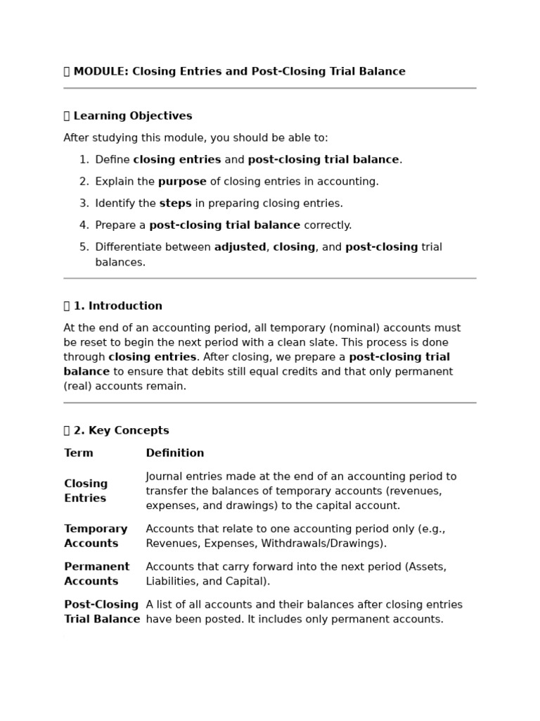 ? Module Closing and Post Closing | PDF | Debits And Credits | Expense