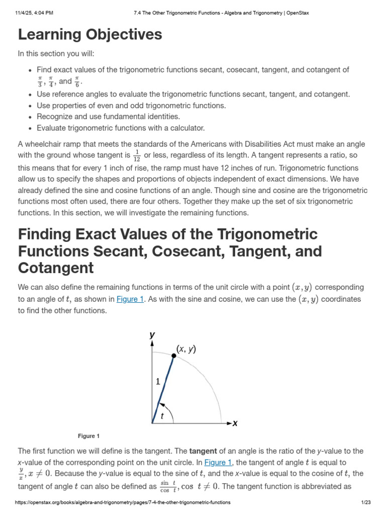 7.4 The Other Trigonometric Functions - Algebra and Trigonometry ...