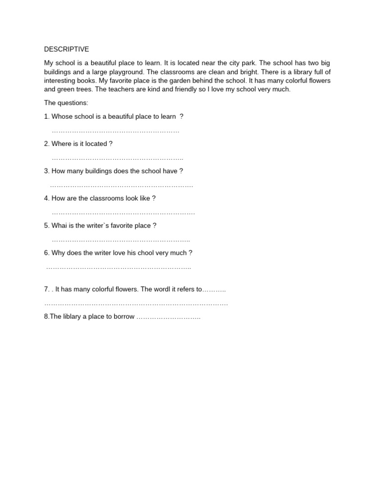 My Beautiful School Description | PDF