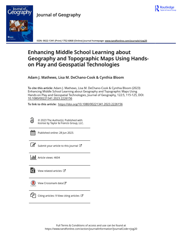 2) Enhancing Middle School Learning About Geography and Topographic ...