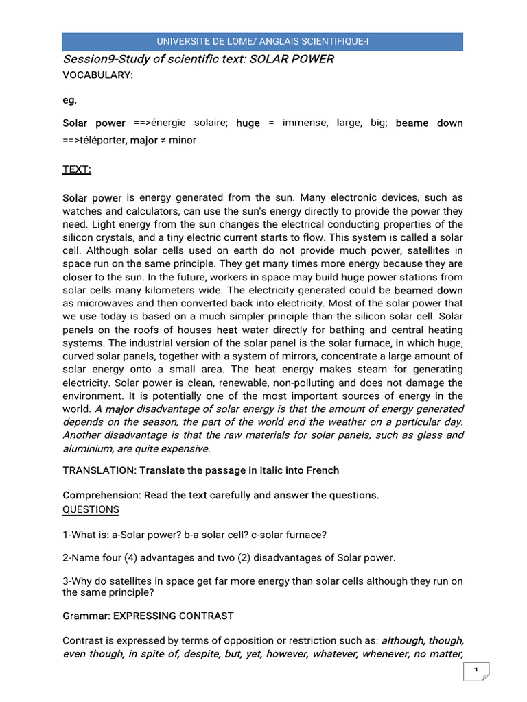Solar Power Overview and Applications | PDF