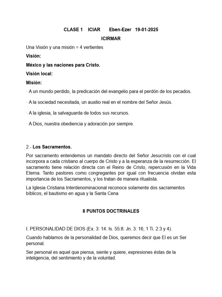 Visión y Doctrina de la Iglesia Cristiana | PDF | Dios | Sacramentos