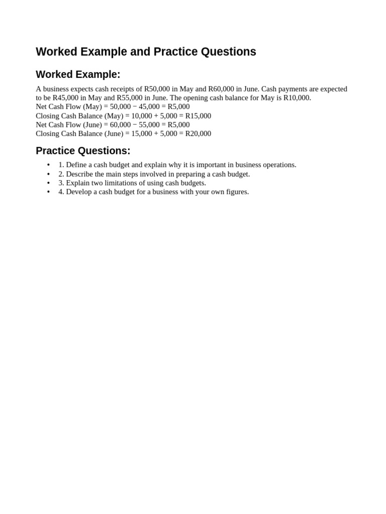 Worked Example and Practice Questions | PDF
