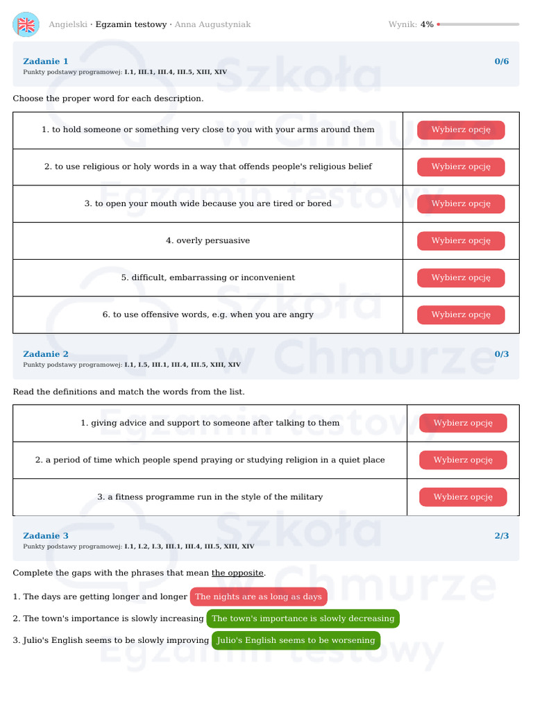 English Exam Practice Test Guide | PDF | Linguistics