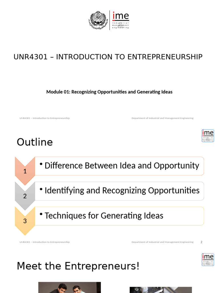 UNR4301 - MOD01 - Recognizing Opportunities and Generating Ideas | PDF ...