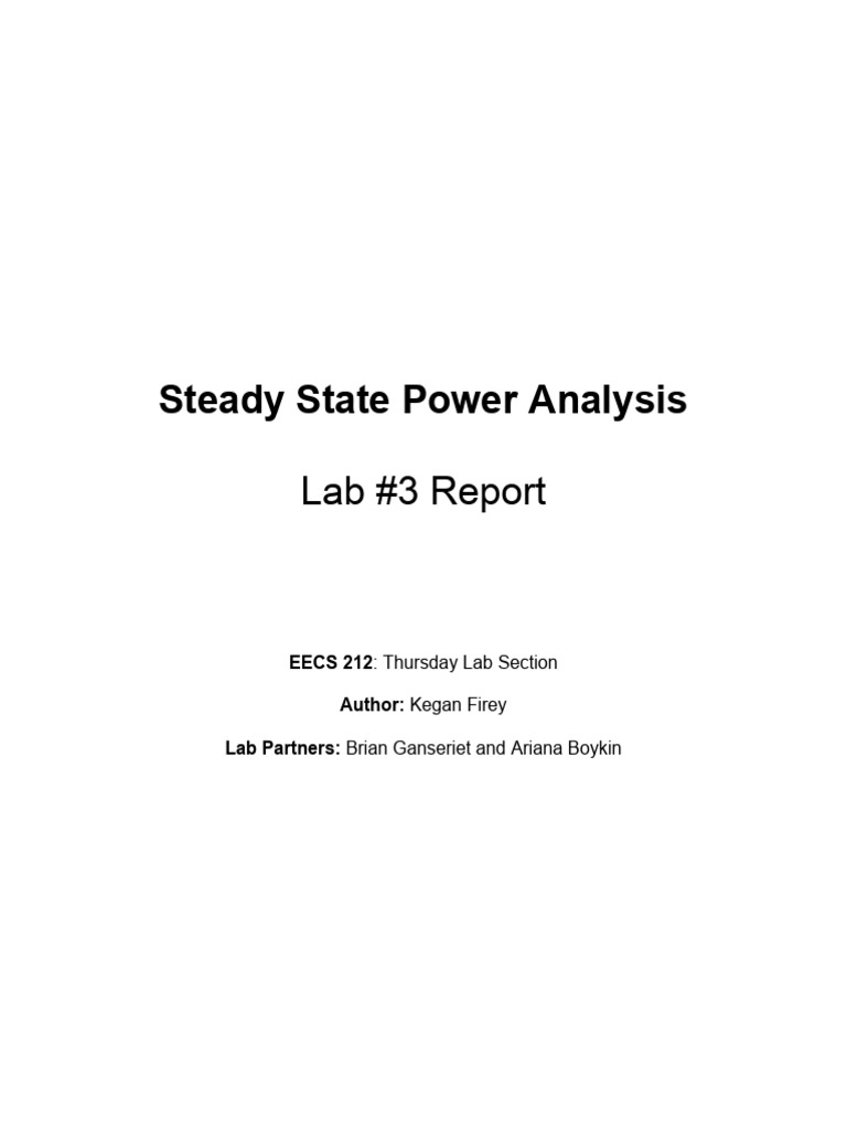 Steady State Power Analysis Lab Report | PDF | Electrical Network ...