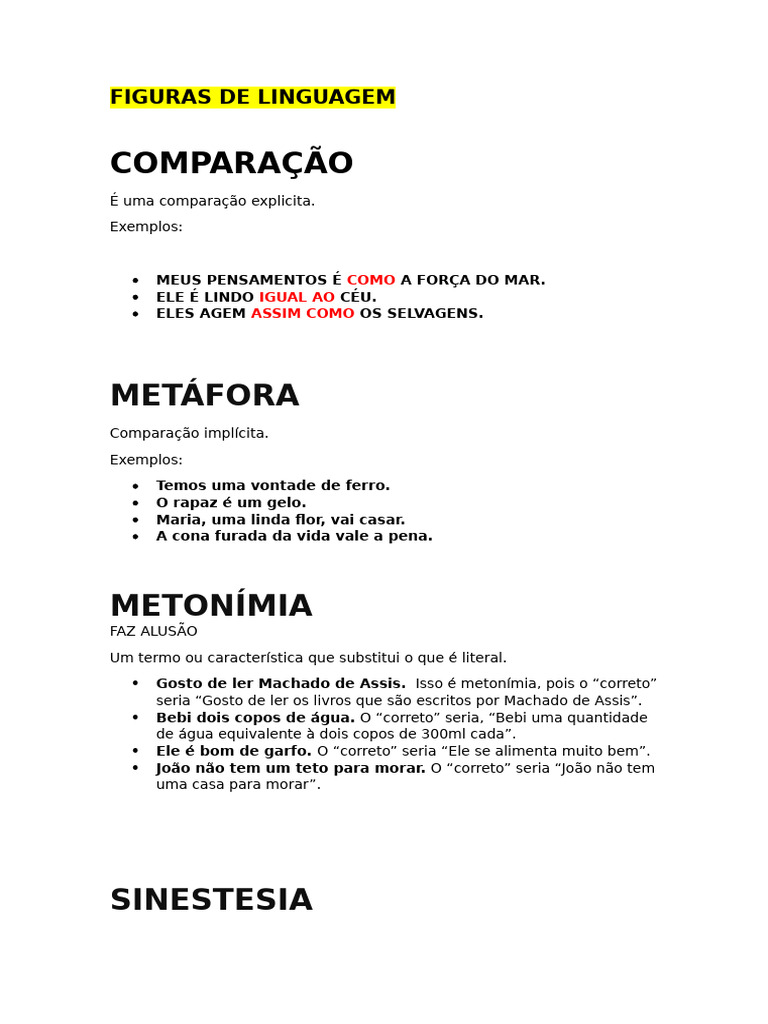 Tipos de Figuras de Linguagem | PDF | Metáfora