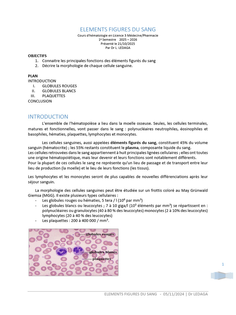 Éléments figurés du sang en hématologie | PDF | Globule blanc | Globule ...
