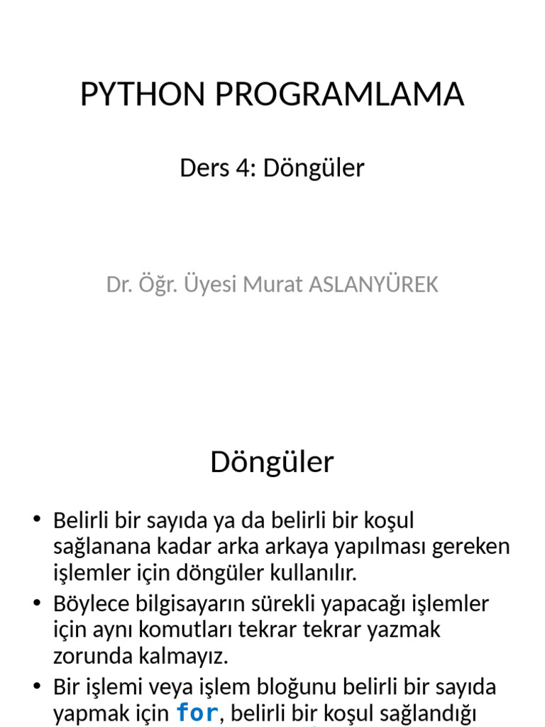 Ders 4 - Döngüler | PDF
