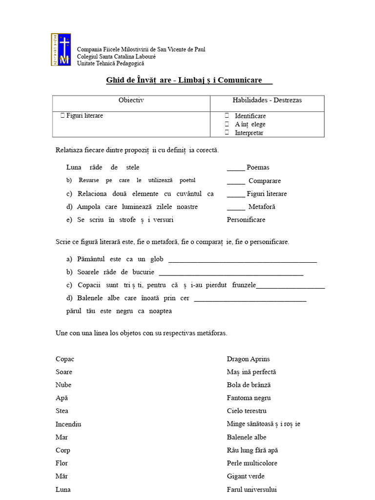 Ghid de Exerciții Metafore | PDF