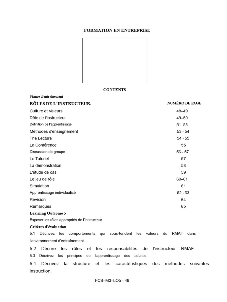 Rôles et Méthodes de l'Instructeur en Formation | PDF | Apprentissage ...