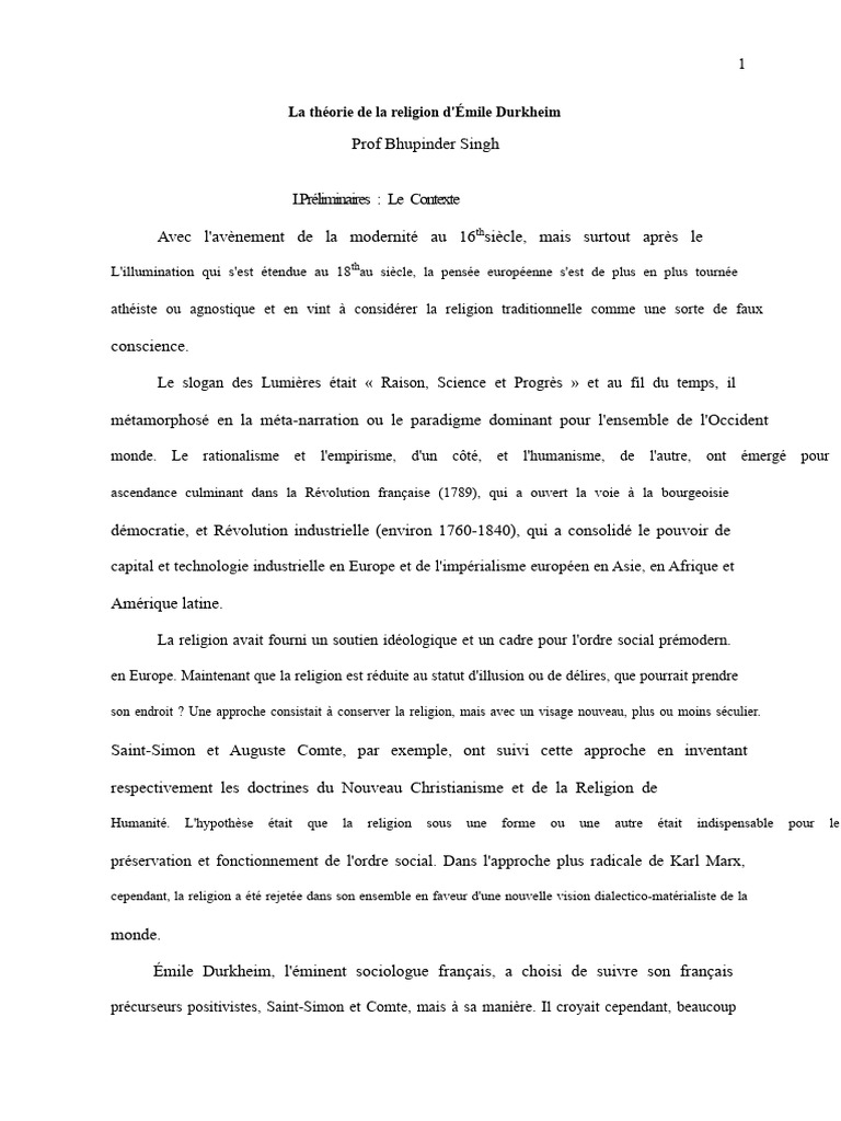 Durkheim et la théorie de la religion | PDF | Émile Durkheim | Sociologie