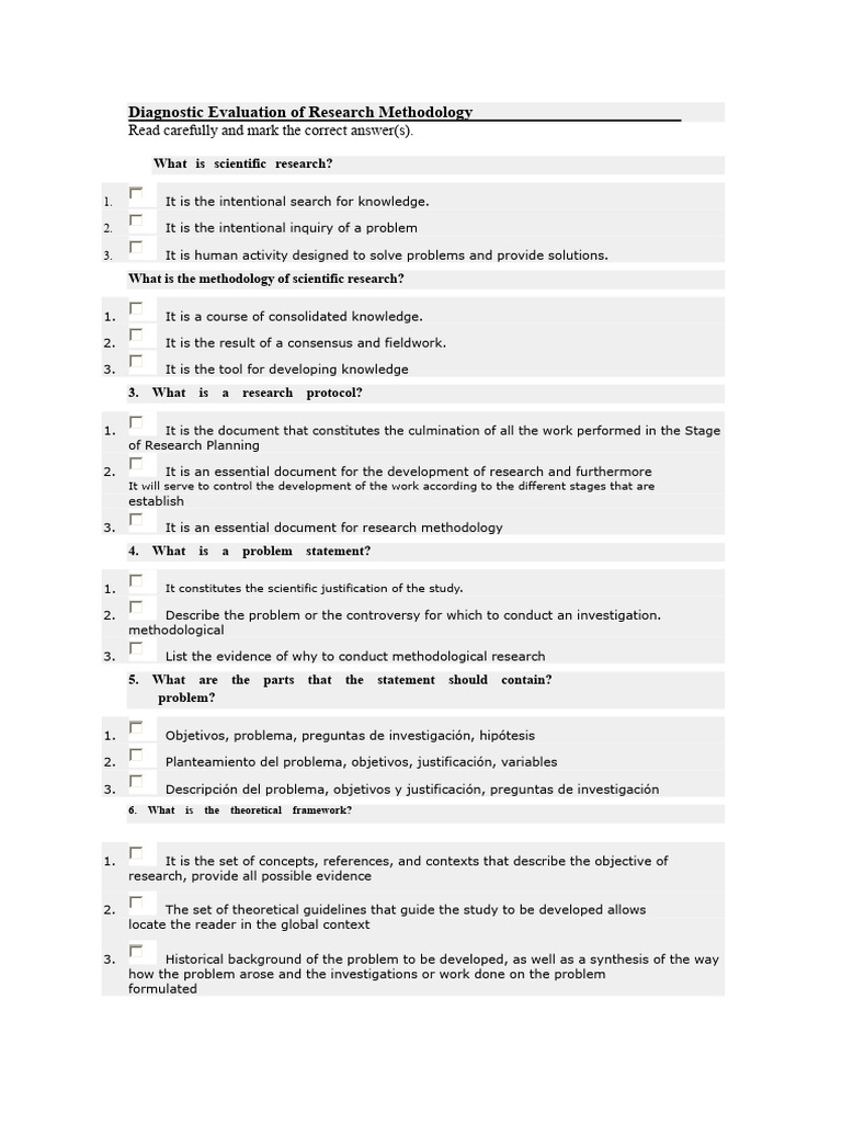 0 Diagnostic Evaluation of Research Methodology | PDF | Methodology ...
