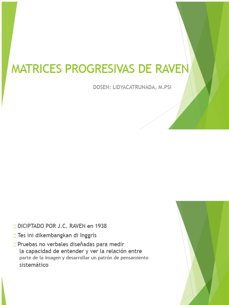 Matrices Progresivas de Raven: Pruebas IQ | PDF