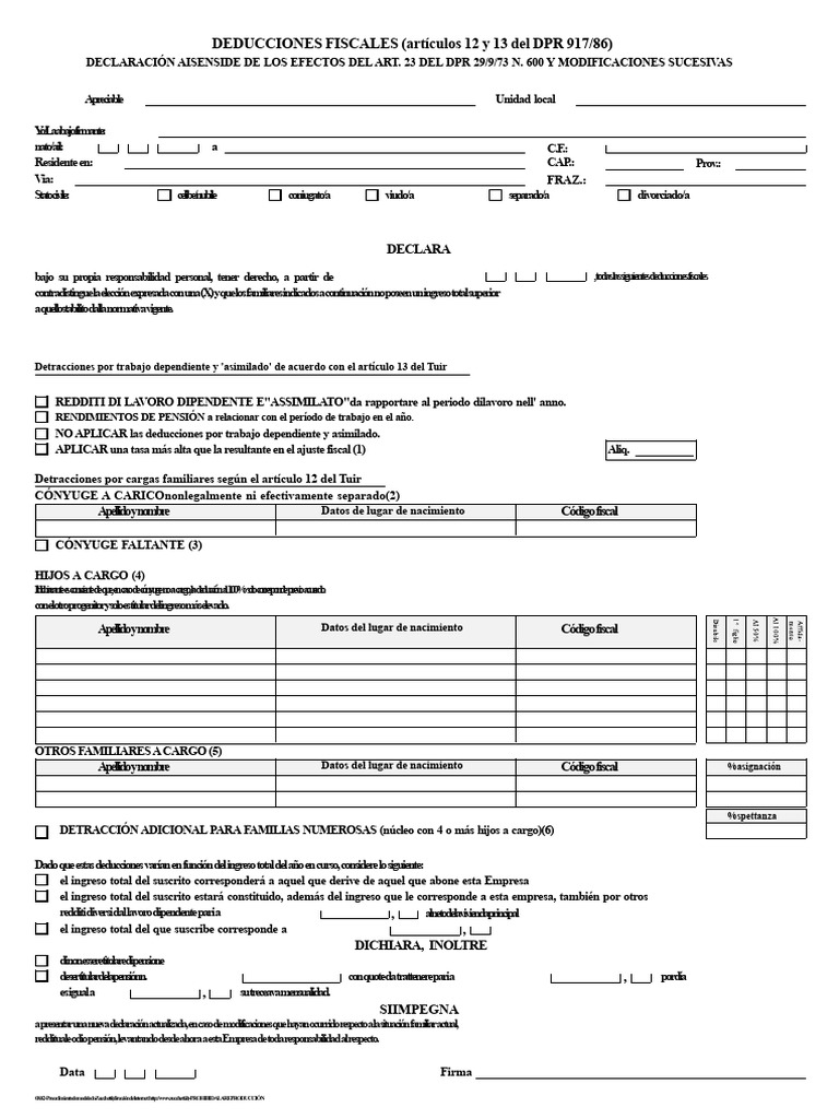 Deducciones Fiscales y Cargas Familiares | PDF