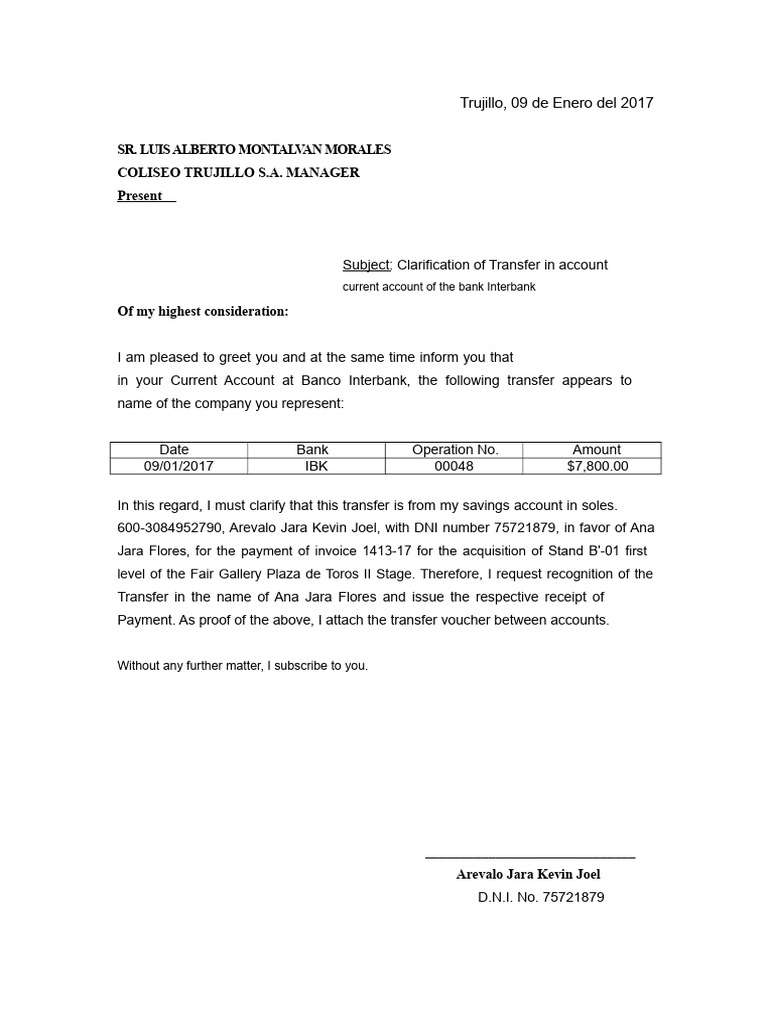 Transfer Clarification for Interbank Account | PDF