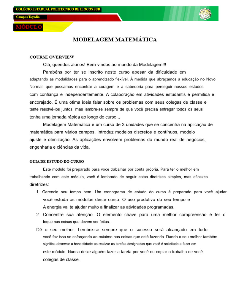 Curso de Modelagem Matemática: Guia Completo | PDF | Matemática | Juros