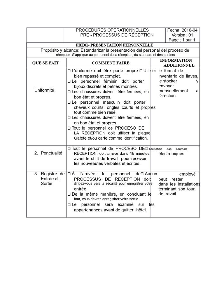 Procédures de Réception et Service Client | PDF | Facture