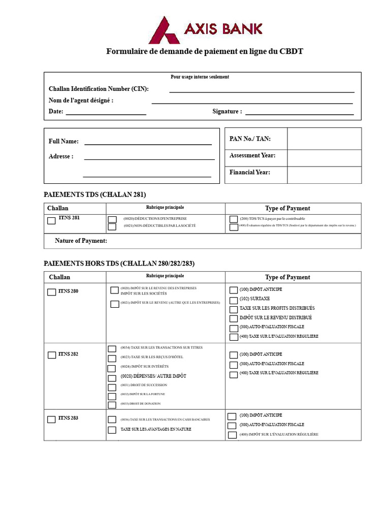 Formulaire de paiement en ligne CBDT | PDF | Impôts | Banques