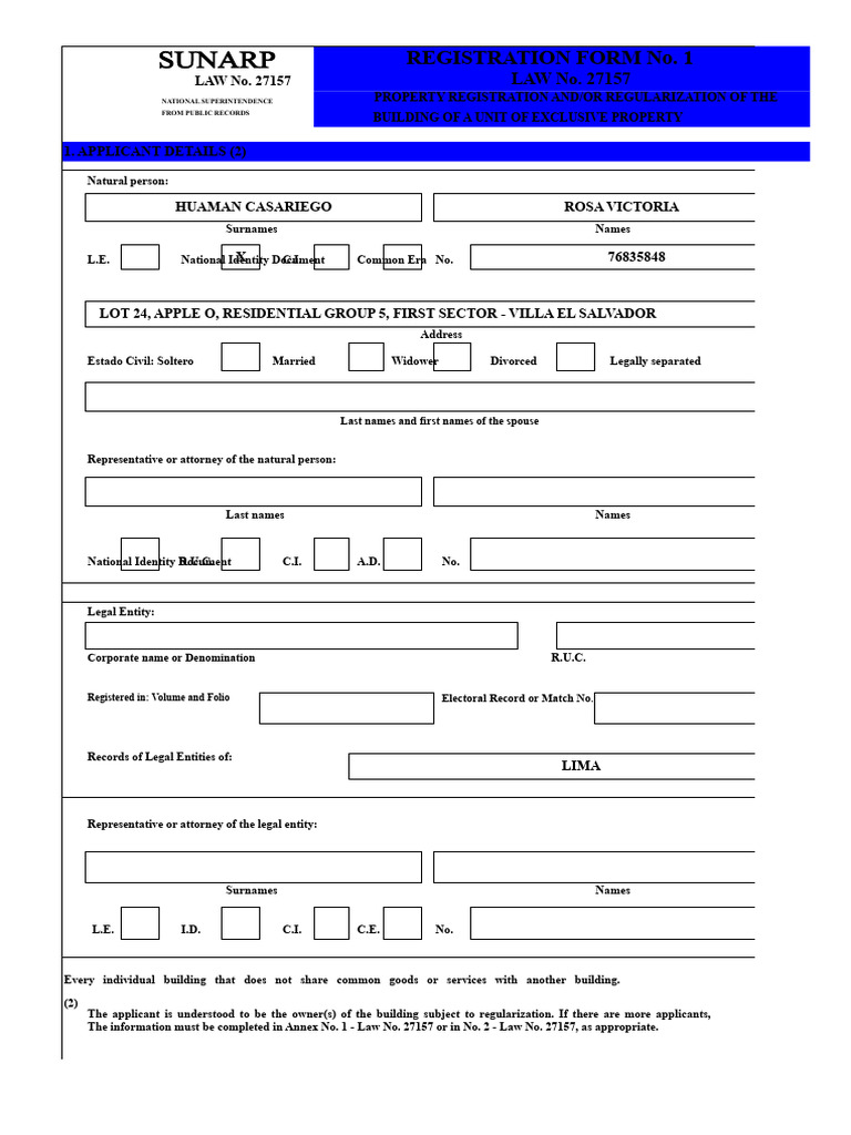 Property Registration Form Law 27157 | PDF | Notary Public | Deed