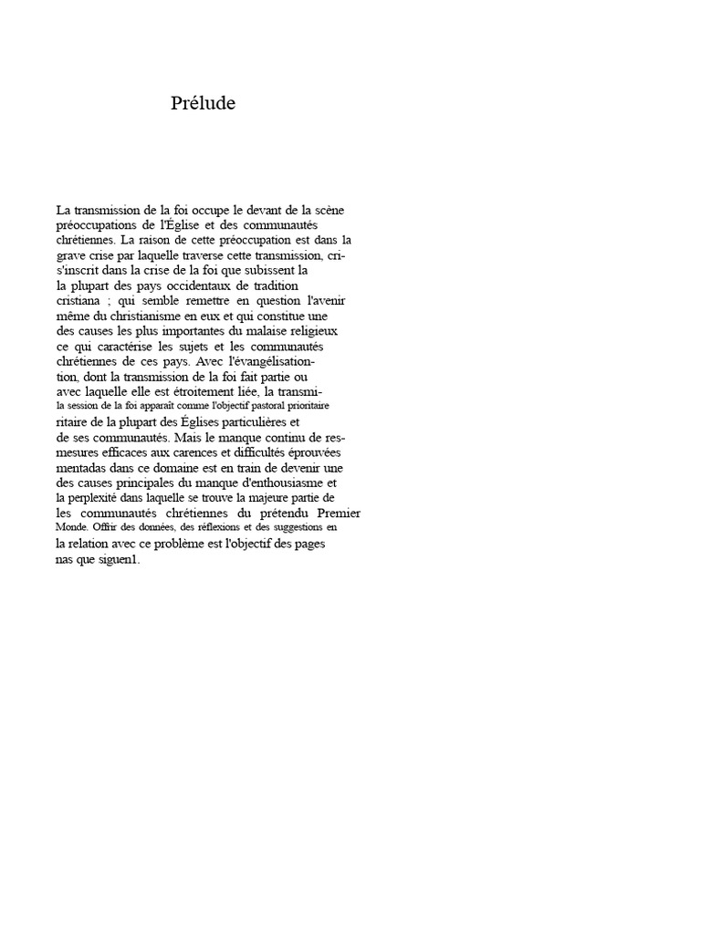 Crise de la transmission de la foi chrétienne | PDF | Dieu | Église ...