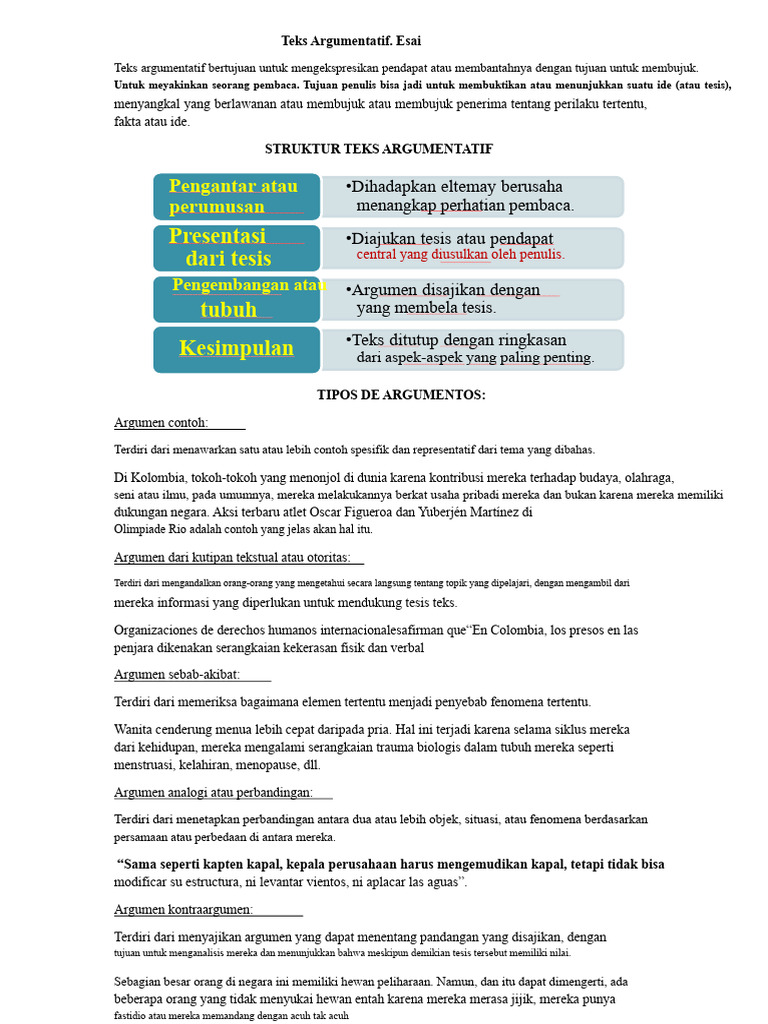 Struktur dan Jenis Teks Argumentatif | PDF
