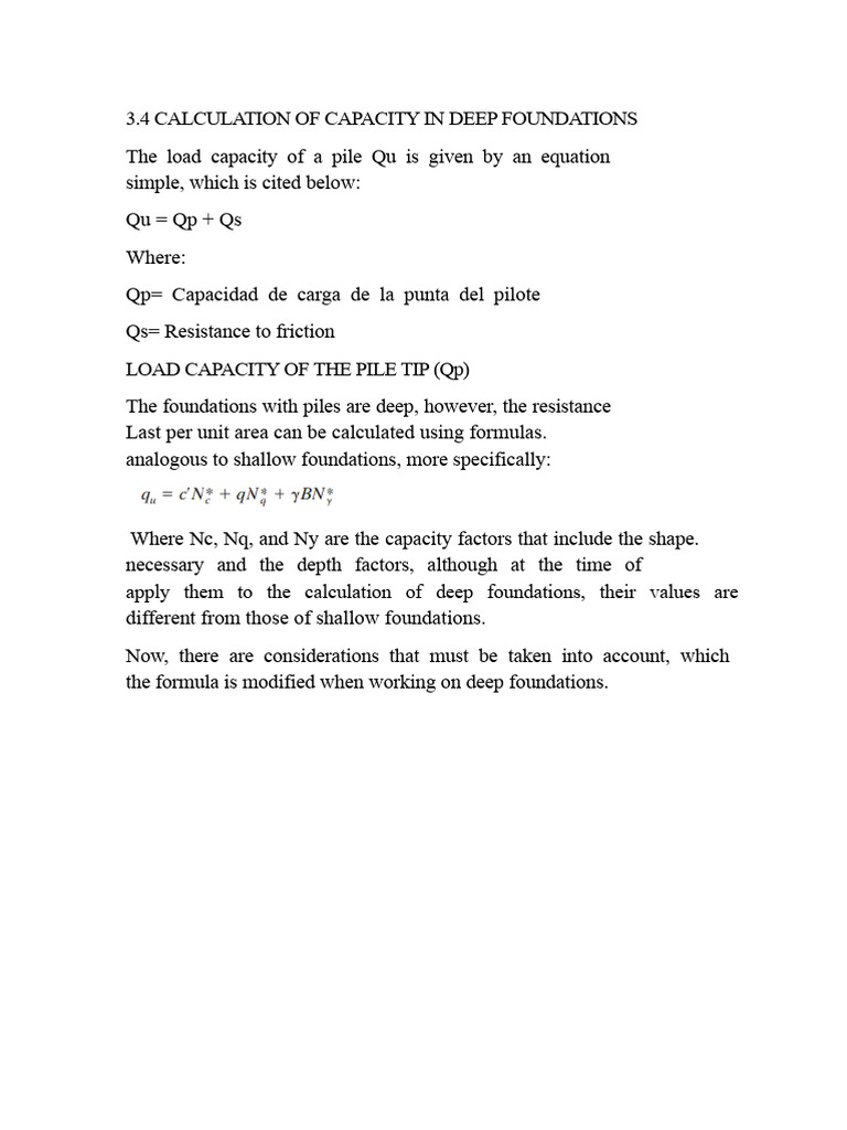 3.4 Calculation of Capacity in Deep Foundations | PDF | Mechanical ...