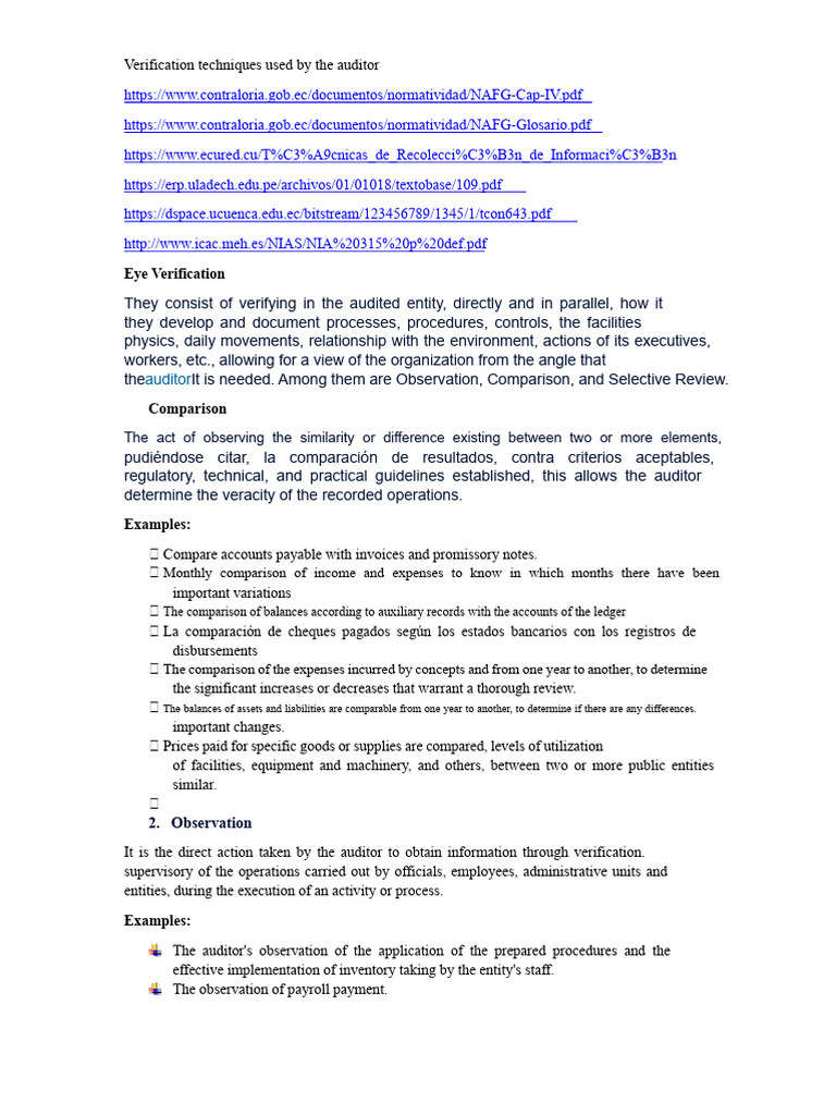 Auditor Verification Techniques Explained | PDF | Audit | Verification ...