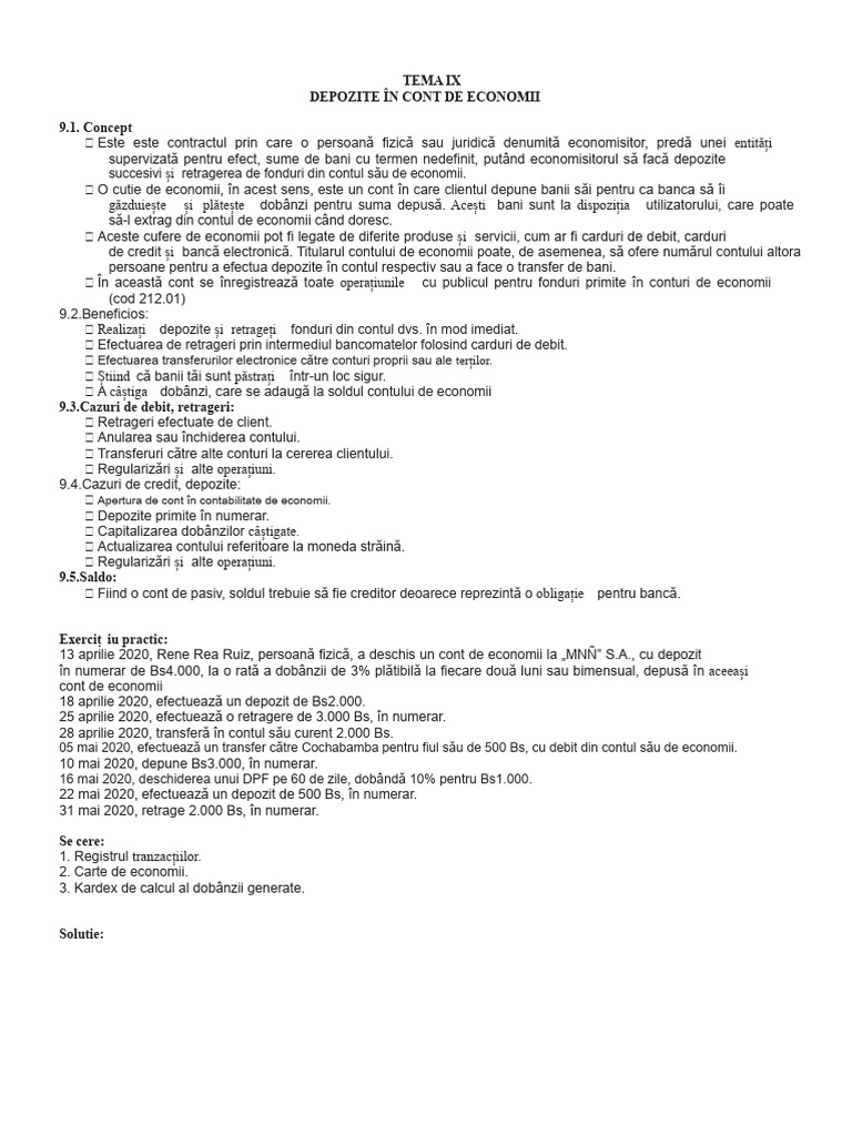 Depozite În Contul de Economii | PDF