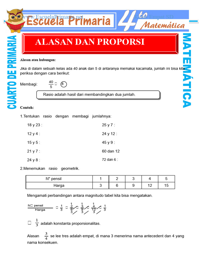 Rasio dan Proporsionalitas untuk Kelas 4 SD | PDF