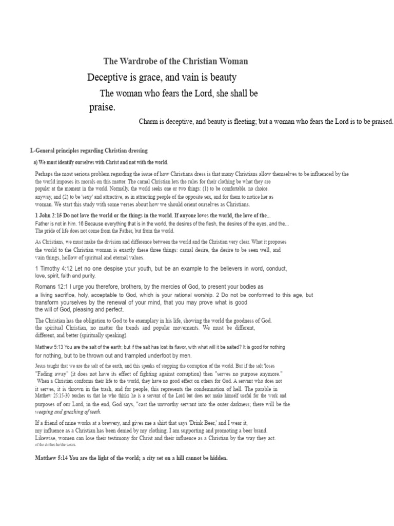 Christian Women's Modesty and Dress Guidelines | PDF | Modesty