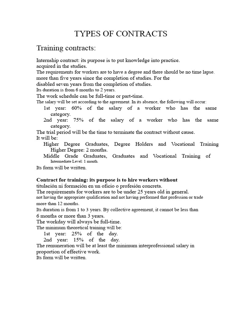 Types of Employment Contracts Explained | PDF | Vocational Education ...