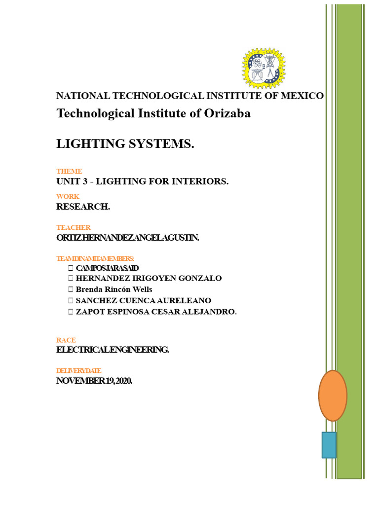 Unit 3 - Lighting For Interiors. | PDF | Lighting | Light
