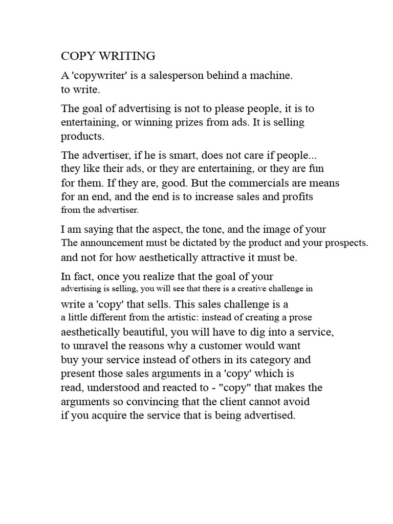 Translation of The Copywriting Book | PDF | Sales | Copywriting