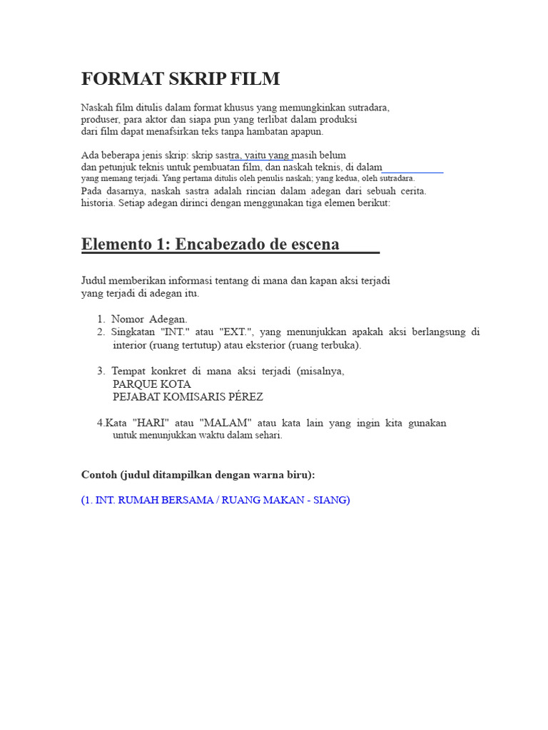 Panduan Format Naskah Film | PDF
