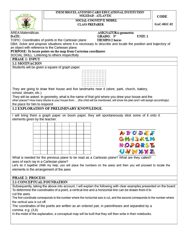 Teaching Cartesian Coordinates in 5th Grade | PDF | Cartesian ...