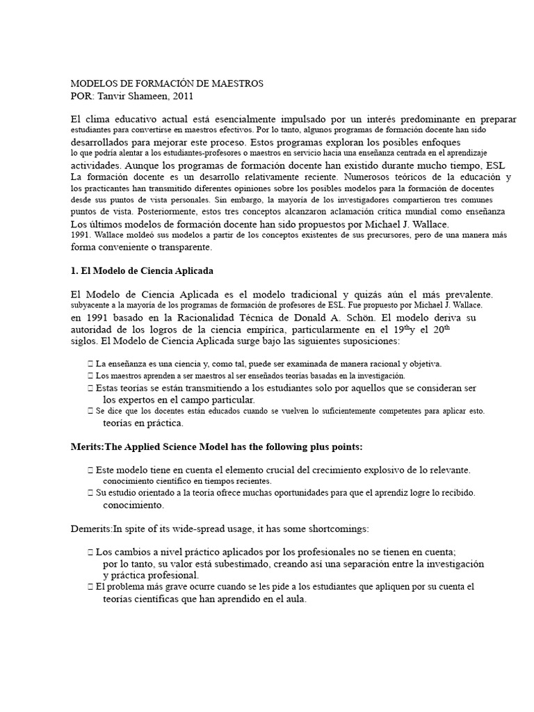 Modelos de Formación de Maestros ESL | PDF | Enseñando | Maestros