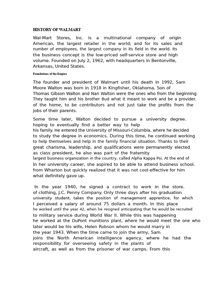 Walmart's Founding and Growth History | PDF | Walmart | Economies