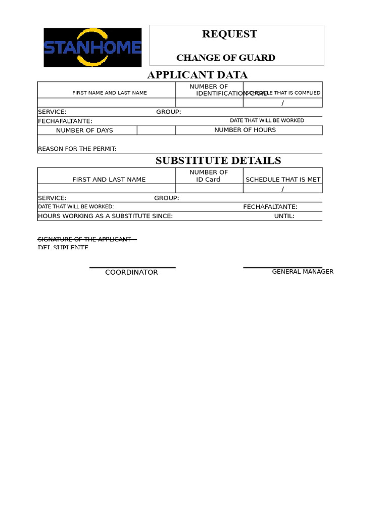 Change of Guard Request Form | PDF