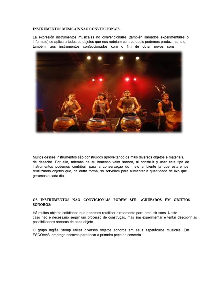 Instrumentos Musicais Não Convencionais | PDF | Som