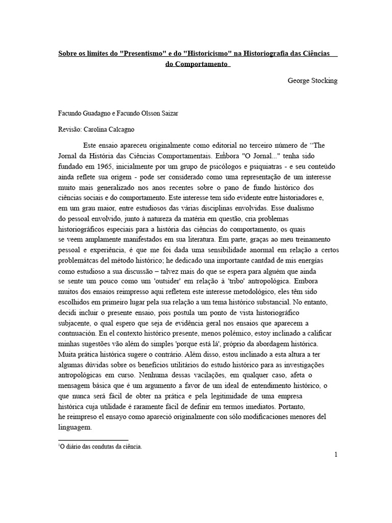 Limites do Presentismo e Historicismo na História | PDF | Science ...