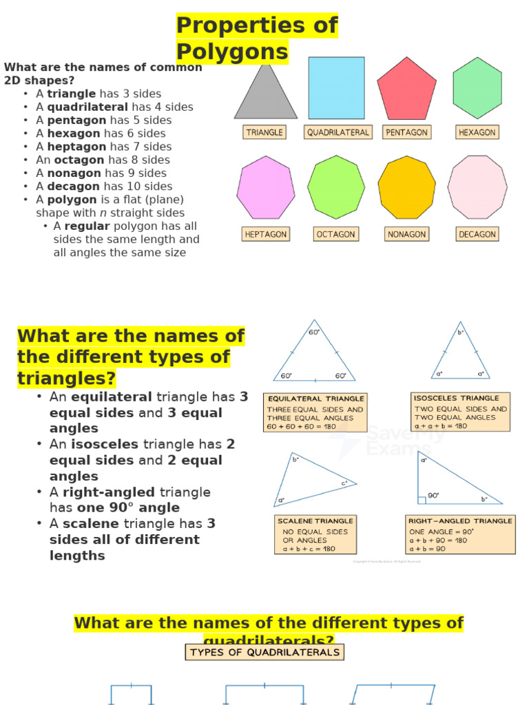 Common 2D Shapes and Their Properties | PDF | Rectangle | Triangle