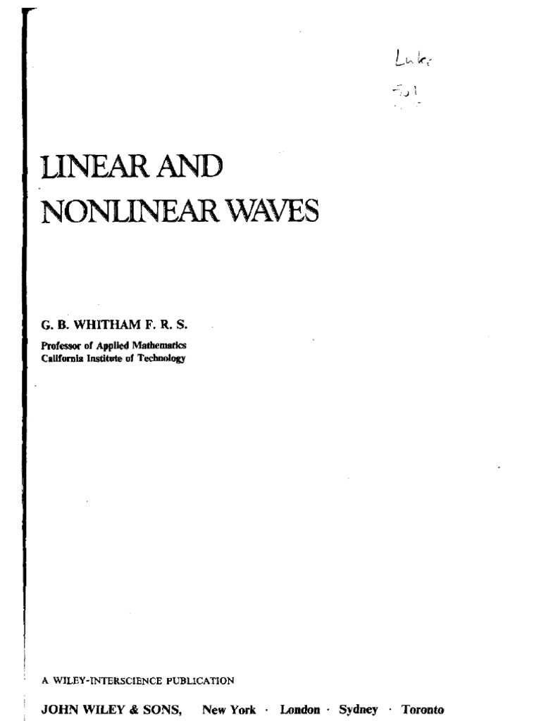 Linear and Nonlinear Waves - Whitham | PDF | Mechanics | Physics