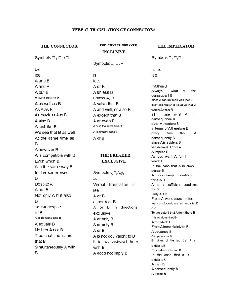 Verbal Translation of Connectors | PDF | If And Only If | Mathematics