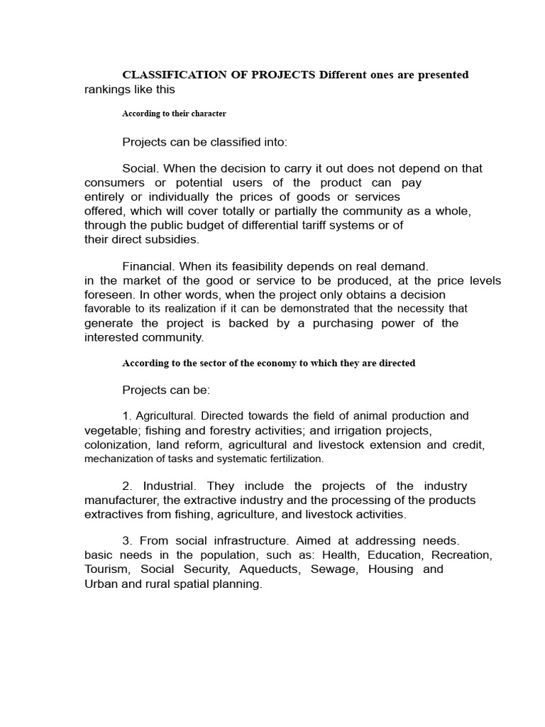 Project Classification Types Explained | PDF | Infrastructure | Goods