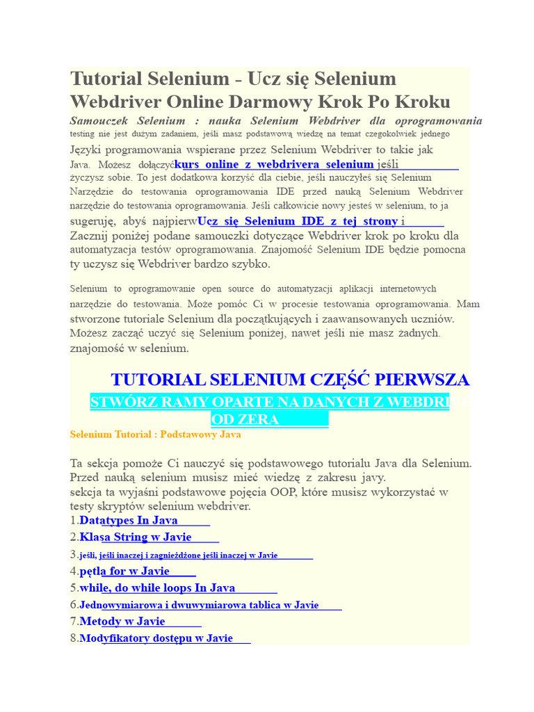 Selenium Tutorial | PDF