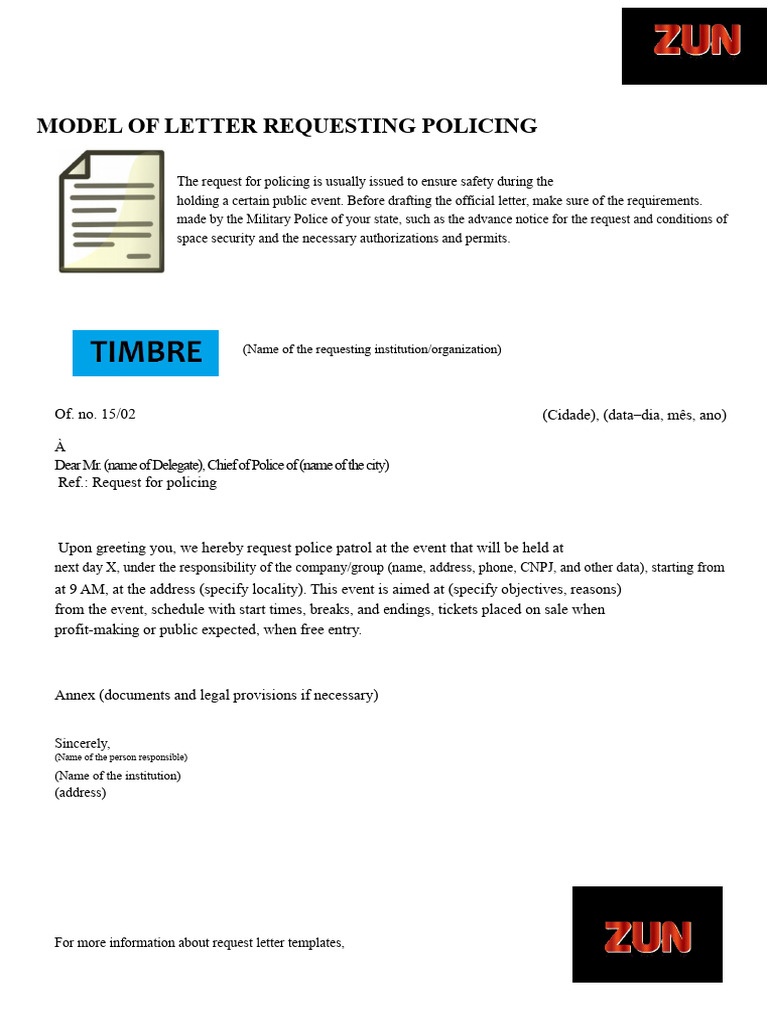 Policing Request Letter Template | PDF