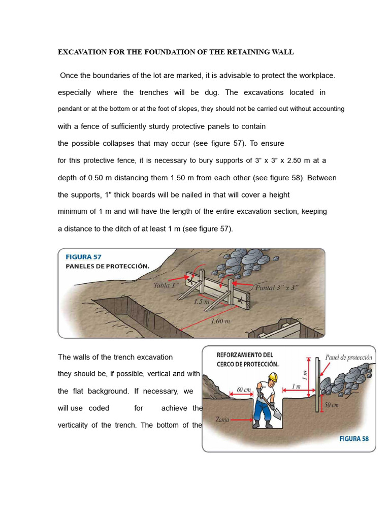 Retaining Wall Foundation Excavation Guide | PDF | Concrete | Wall