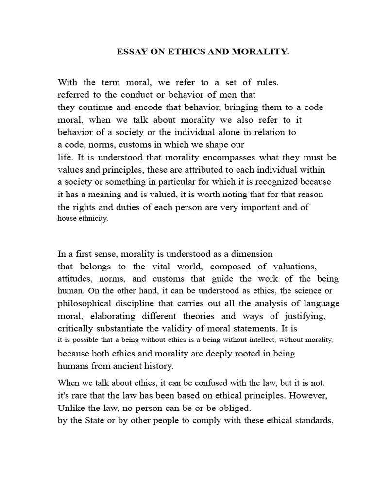 Ethics and Morality: A Critical Analysis | PDF | Morality | Liberal ...