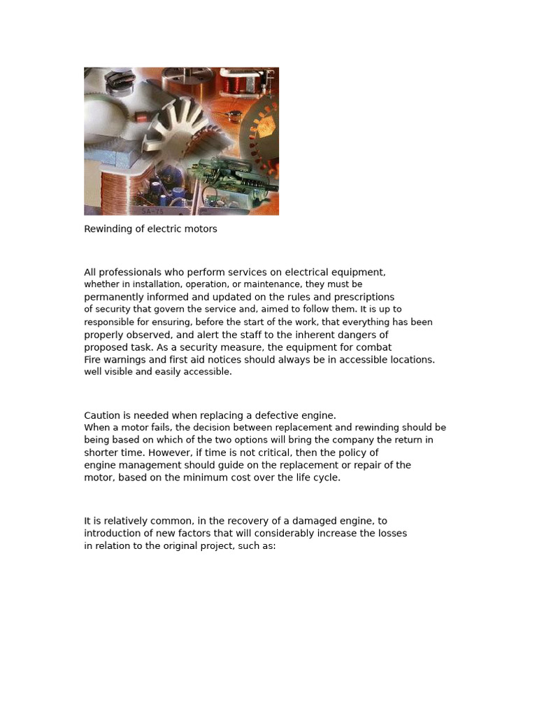 Motor Rewinding Quotation Guidelines | PDF | Insulator (Electricity ...
